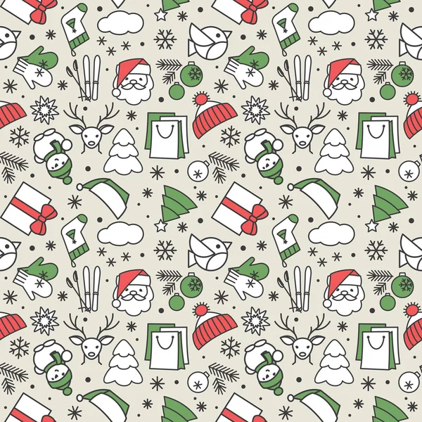 无缝纹理-新的一年，圣诞节，冬天 — 图库矢量图片