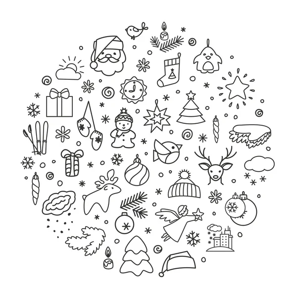 Fondos con iconos - Año Nuevo, Navidad, invierno — Vector de stock