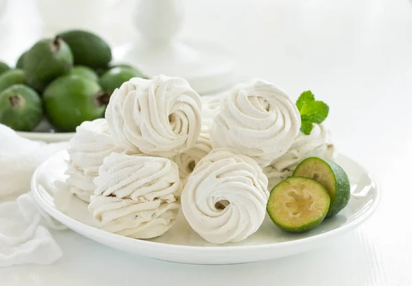 Marshmallow Apples Feijoa Homemade Sweetness Selective Focus — Stock Photo, Image