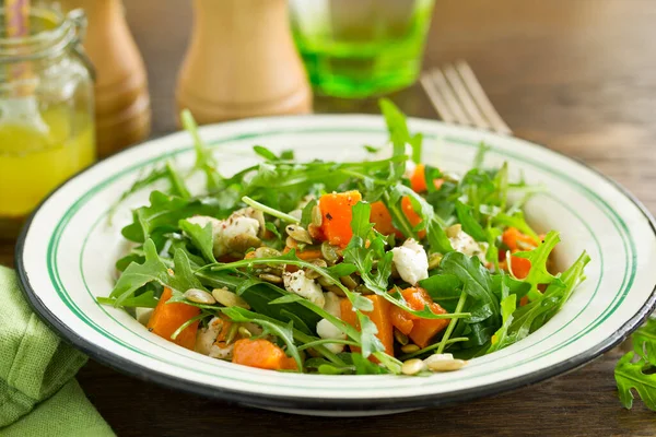 Salad Pumpkin Feta Arugula Selective Focus — Stock Photo, Image