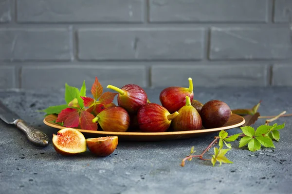 Fresh Fig Fruits Wooden Background — Stock Photo, Image