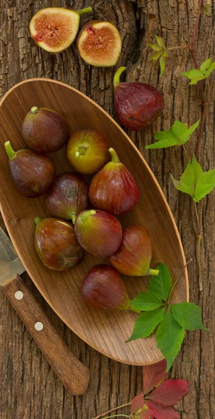 Fresh Fig Fruits Wooden Background — Stock Photo, Image