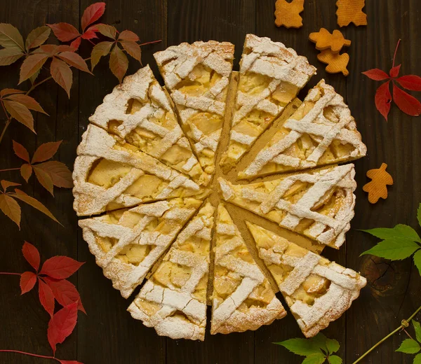 Apple Custard Pie Selective Focus — Stock Photo, Image