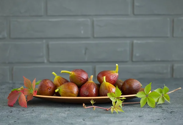 Fresh Fig Fruits Wooden Background — Stock Photo, Image
