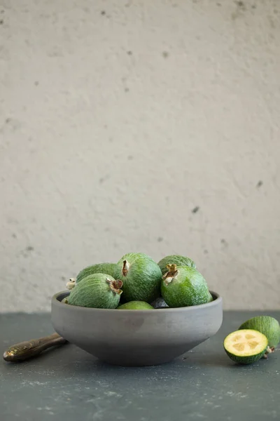 Fresh Feijoa Fruit Cup Selective Focus — Stock Photo, Image