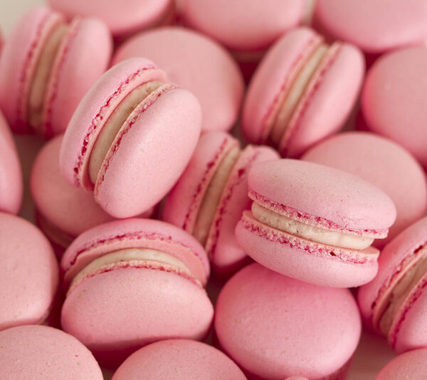 Печенье макароны. Десерт. Французская кухня. Селективный фокус.