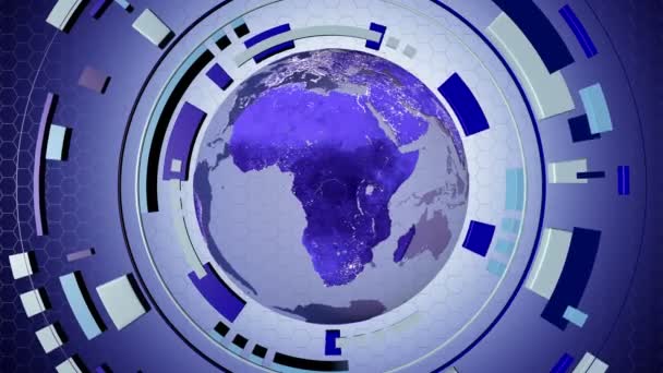 Geanimeerde media interactieve hud met een lus-kan earth globe — Stockvideo