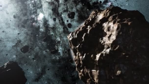 Астероиды и трехмерная анимация — стоковое видео