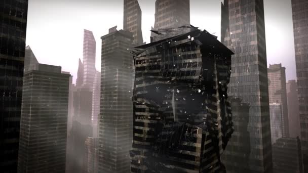 Kentsel bir şehirde bina çöküyor — Stok video
