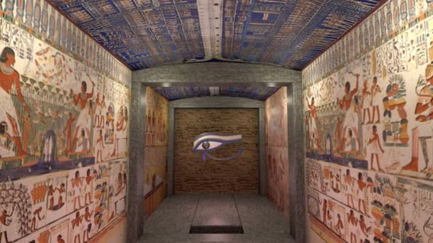 3d animace hrobky ve starověkém Egyptě. greenscreen na konci schodiště