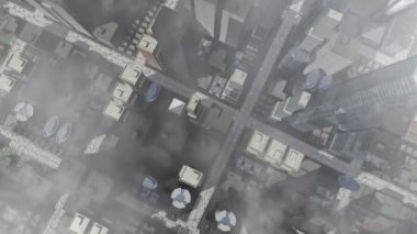 bulutlar ile hareketli şehir havadan görünümü