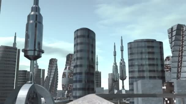 Jízda po futuristické město — Stock video
