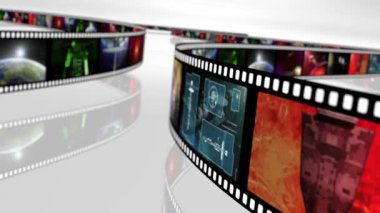 Döngü-güçlü dönen film makaraları animasyon