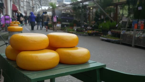 Queijo e flores em Amsterdam — Vídeo de Stock