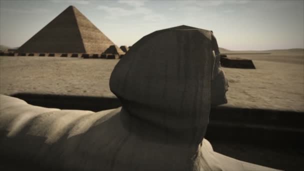 Animierte Sphinx auf der Giza-Plattform, Ägypten — Stockvideo