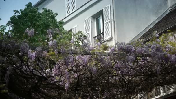 Tiché ulici na kopci Montmartre v Pari, Francie — Stock video