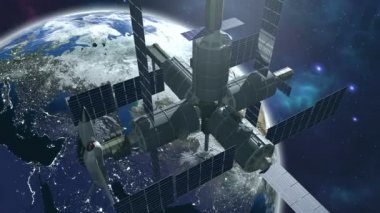 Dünya 4k ile animasyonlu uzay istasyonu