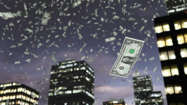 Бумажные доллары падают с неба — стоковое фото