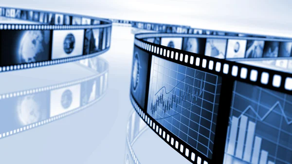 Film reels with stock market concepts — Stock Photo, Image