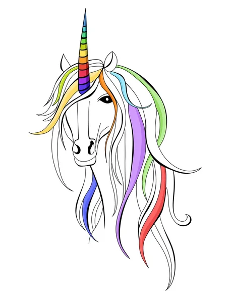 Ilustrasi unicorn pelangi - Stok Vektor