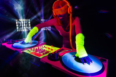 sexy neon uv glow DJ clipart