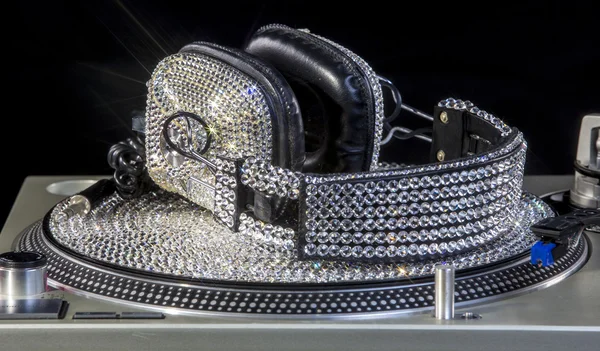 Bling crystal headphones — Stock Photo, Image