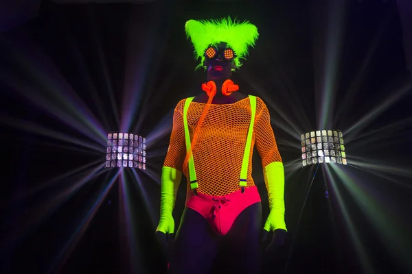 Sexig neon glow kostym man — Stockfoto