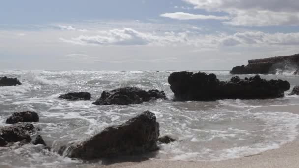 Images Timelapse des vagues et des rochers sur la plage — Video