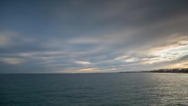 Timelapse beelden van zonsondergang boven de zee in Benicassim — Stockvideo