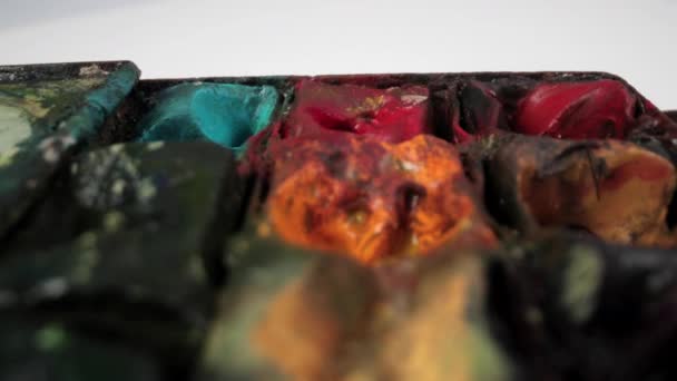 Macro video de artistas pintar paleta — Vídeos de Stock