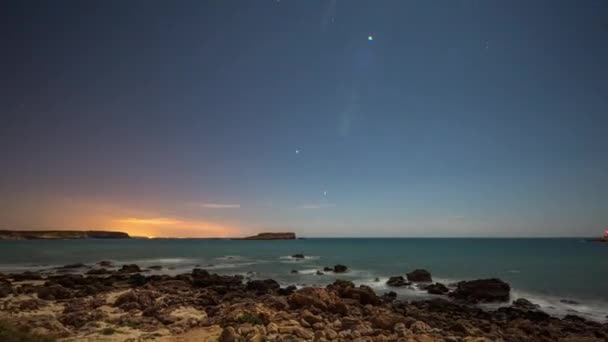 Starlapse hacia adelante y hacia atrás de la costa portugal — Vídeos de Stock