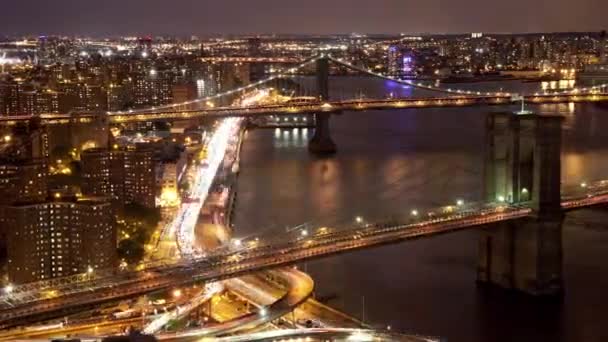 New Yorker Skyline bei Nacht schnell vorwärts und rückwärts — Stockvideo