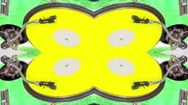 Turntable stop motion üzerindeki soyut vinil plaklar yığını