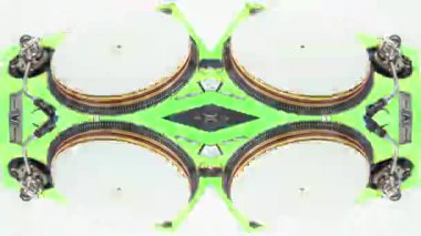 Turntable stop motion üzerindeki soyut vinil plaklar yığını