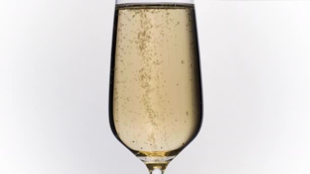 Flauta de champanhe com bolhas — Vídeo de Stock