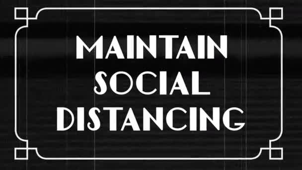 Vintage biograf tecken för att upprätthålla sociala avstånd — Stockvideo