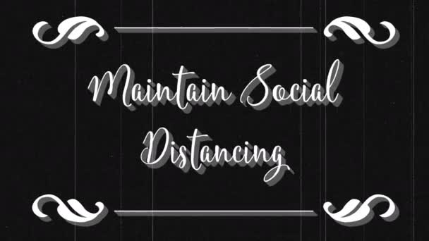 Vintage-Kino-Zeichen zur Wahrung sozialer Distanz — Stockvideo