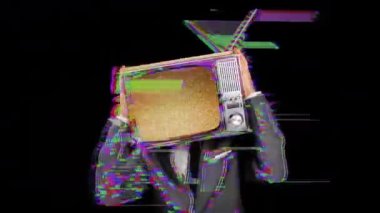 Kafasında TV olan takım elbiseli bir adam.