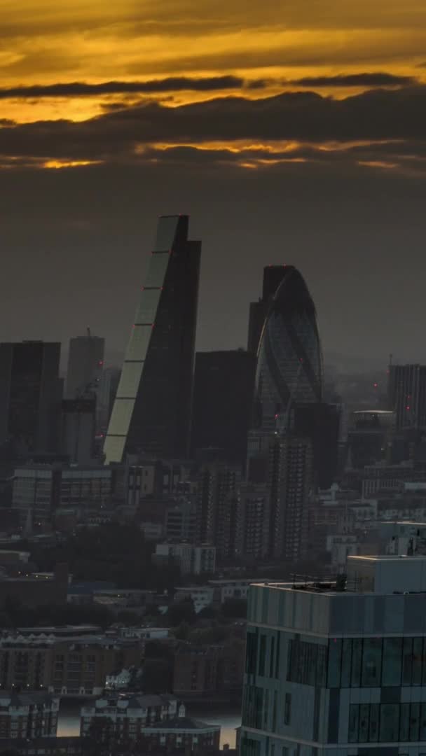 Vertical video timelapse of the skyline of London — стоковое видео