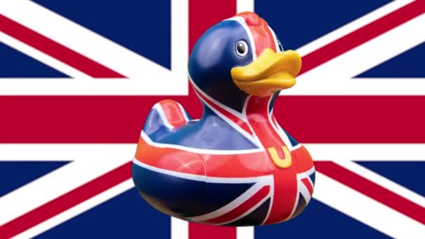 Pato de borracha com bandeira Union Jack — Vídeo de Stock