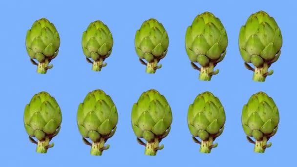 Artichokes berputar terhadap latar belakang polos — Stok Video