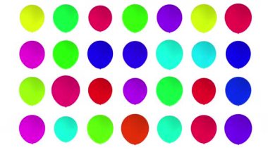 Üst üste renkli balonlar canlandırıldı