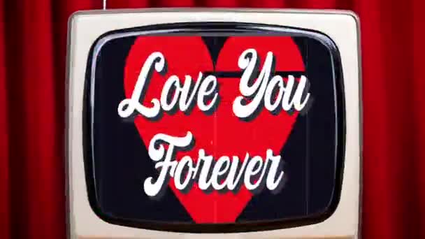 Vintage i love you message showing on television screen — Stock Video