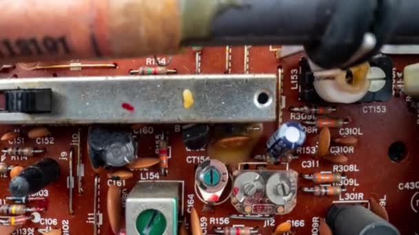 Placa de circuito vintager ghettoblaster — Vídeo de stock