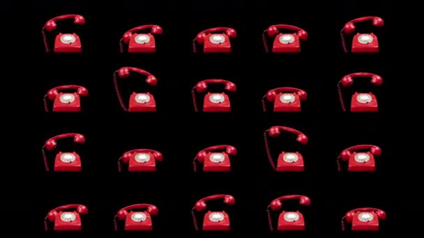 Teléfonos rotativos clásicos rojos stop motion — Vídeo de stock