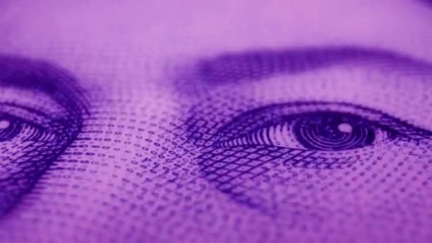 Animation of the Queens eyes on a five pound banknote — Stock Video