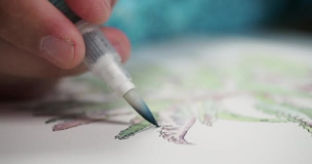 Wideo artysty malarstwa roślin — Wideo stockowe