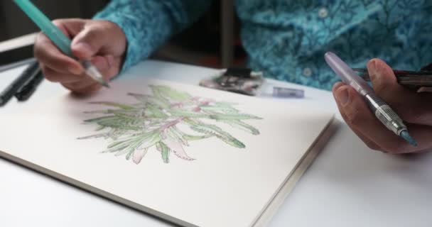 Wideo artysty malarstwa roślin — Wideo stockowe
