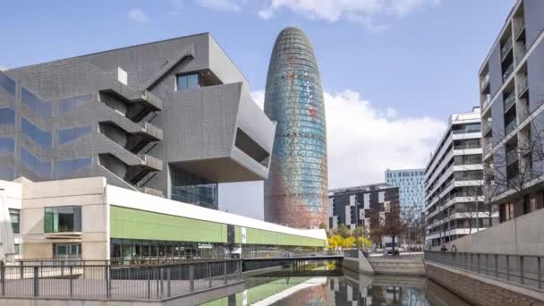 Museu de design de Barcelona e linha do tempo timelapse — Vídeo de Stock