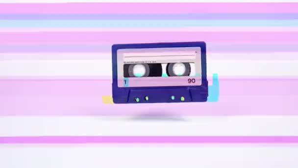 Cassette met tape die uitlekt — Stockvideo